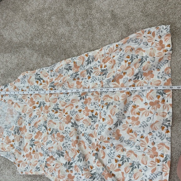 Joie Dress Womens Small White‎ Orange Blue Floral V Neck Mini Shift 100% Linen - Picture 9 of 11